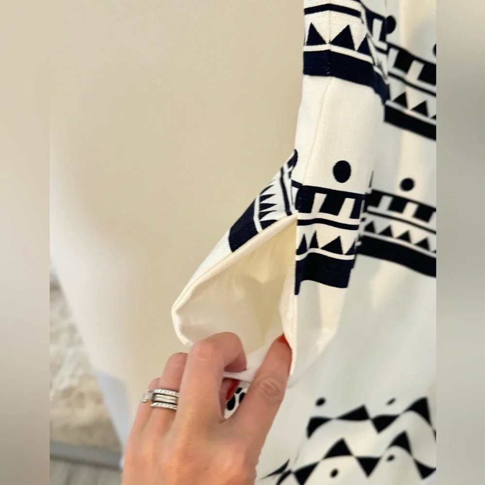 J. Crew Shift Dress, white, and navy blue